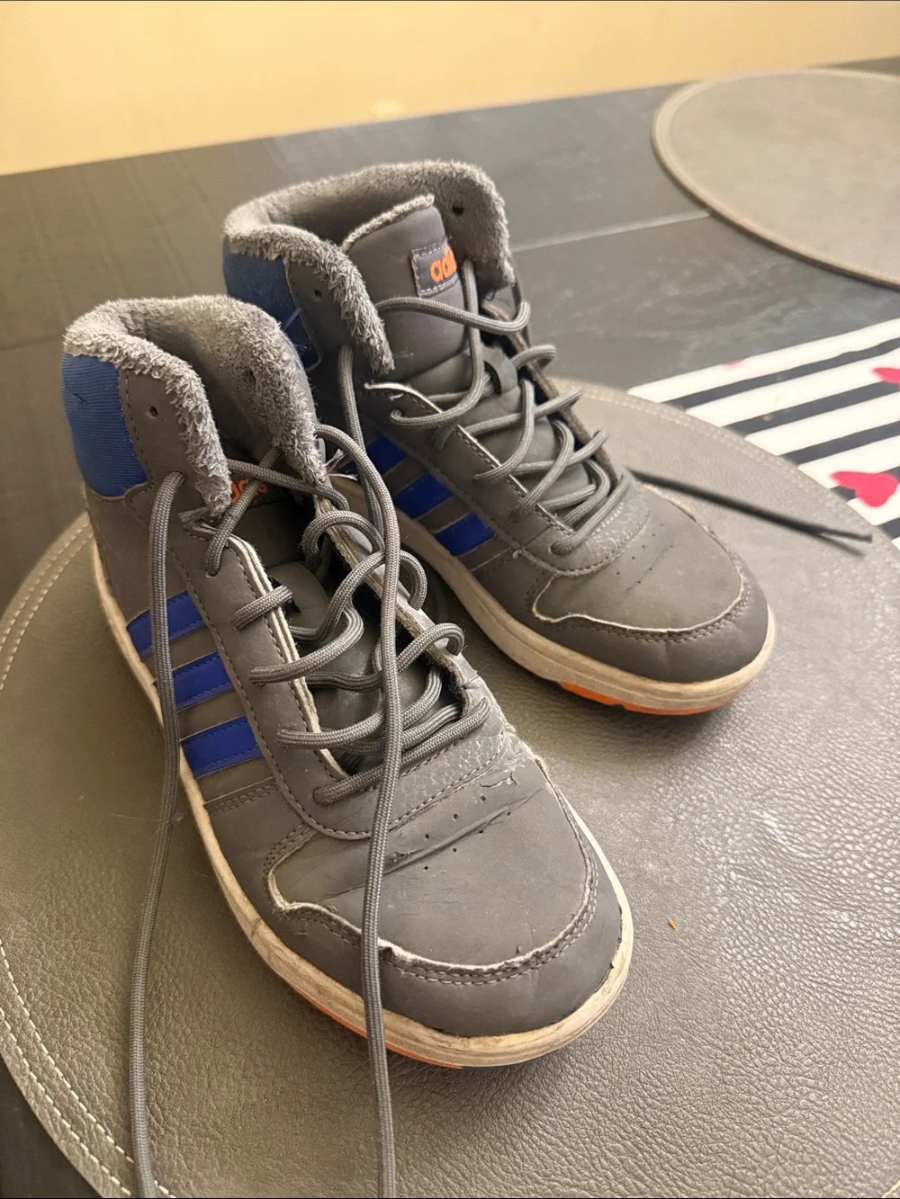 adidas Kids High-Top Sneakers in Gray and Blue